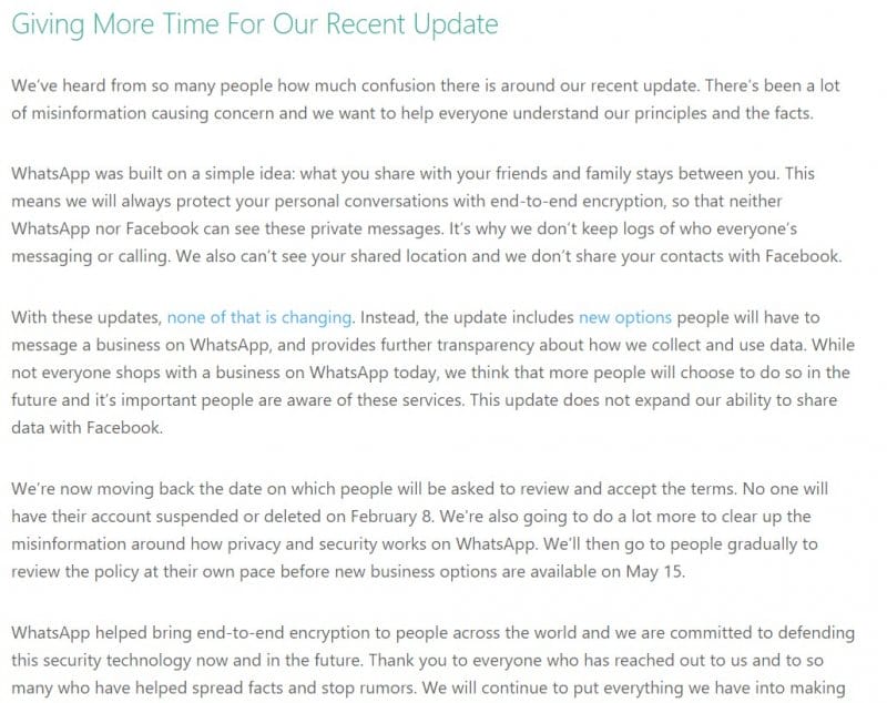WhatsApp yeni gizlilik sozlesmesi e1610743127373 - PC Hocası
