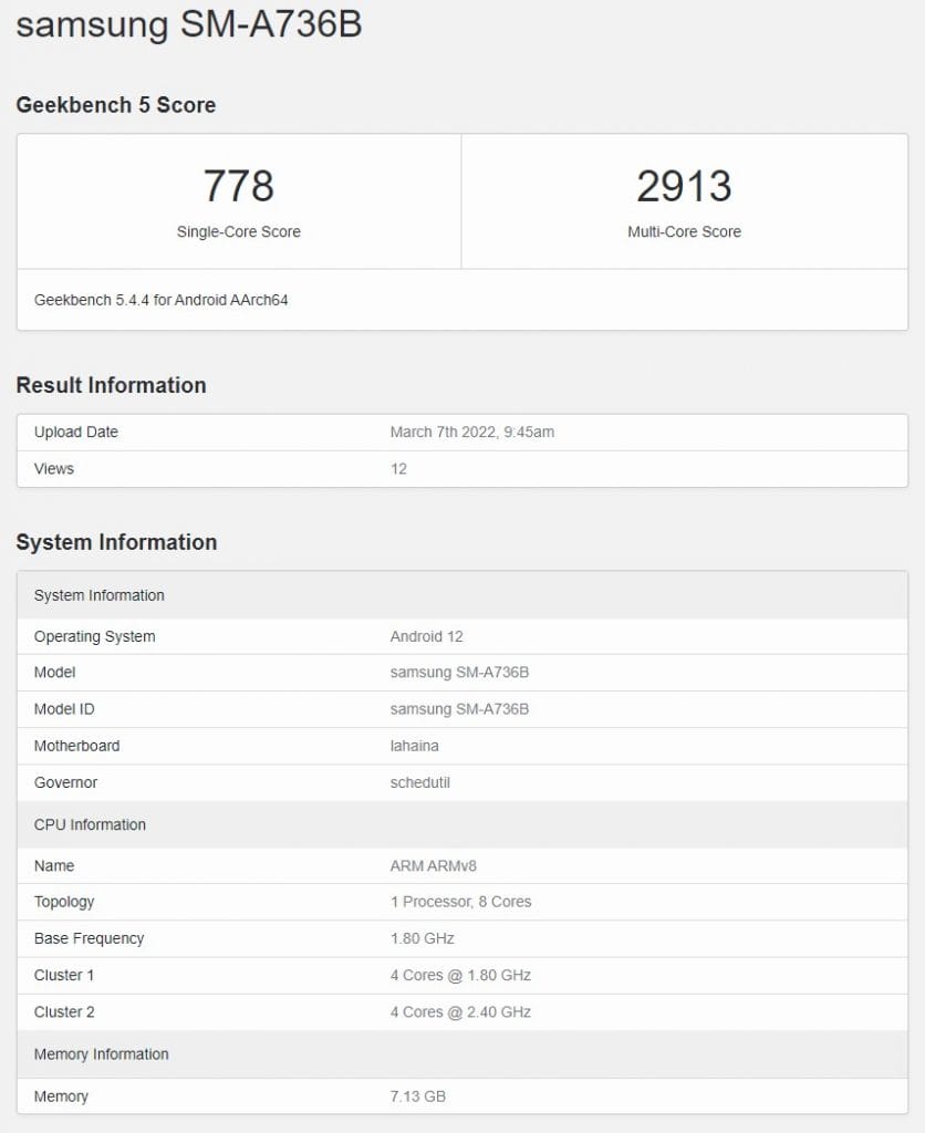 samsung galaxy a73 geekbench - PC Hocası