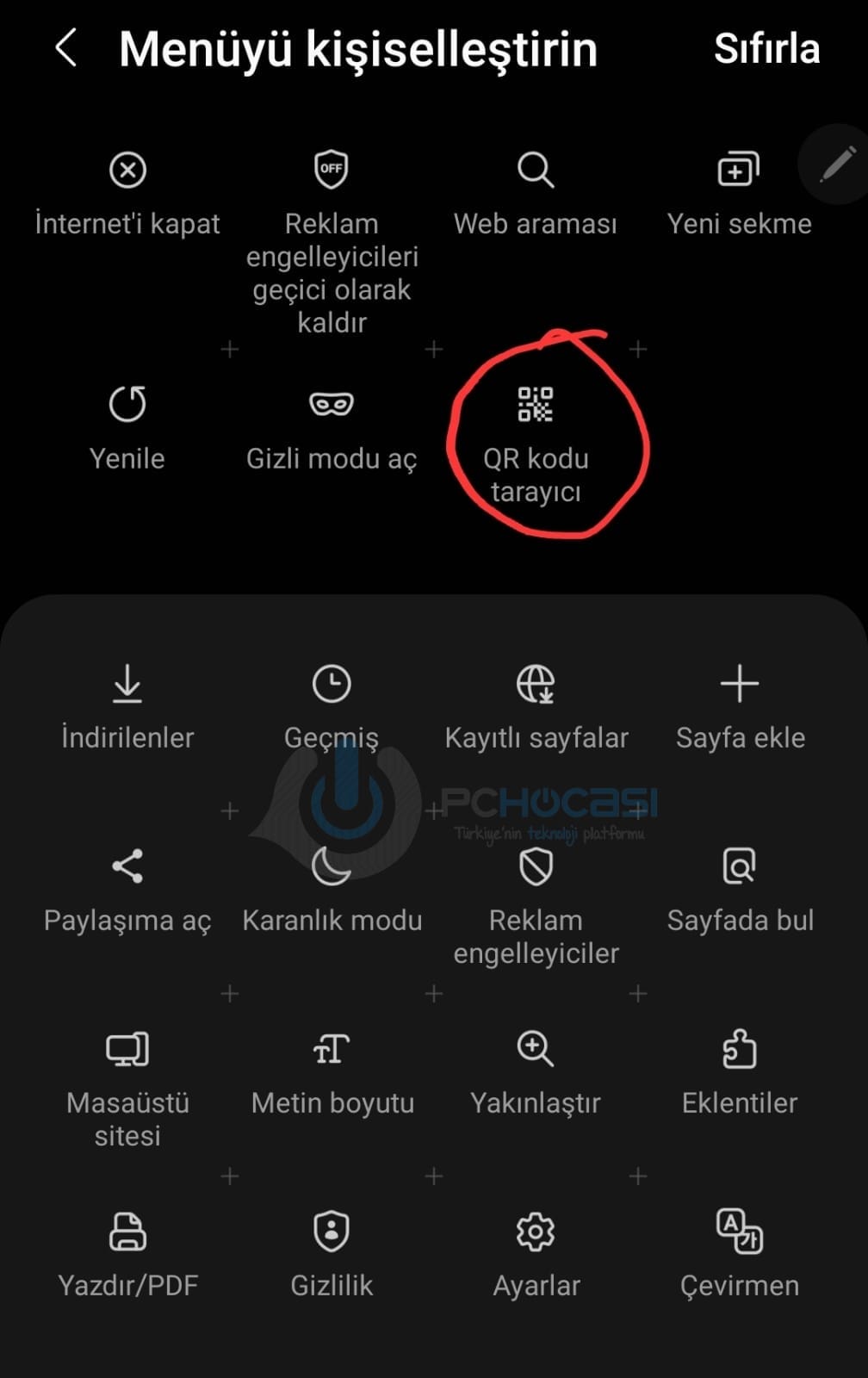Samsung QR kod okutma