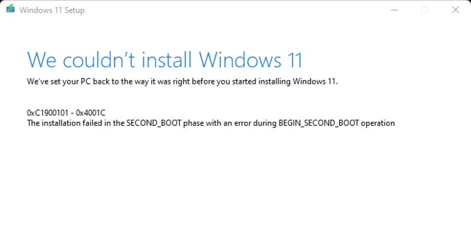 Windows 11 0x4001c