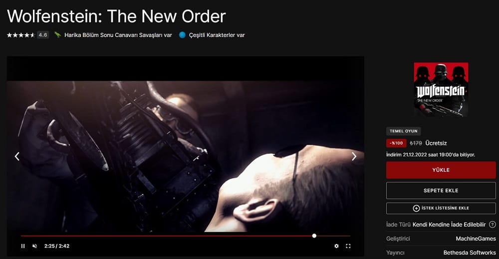 Wolfenstein New Order Ücretsiz