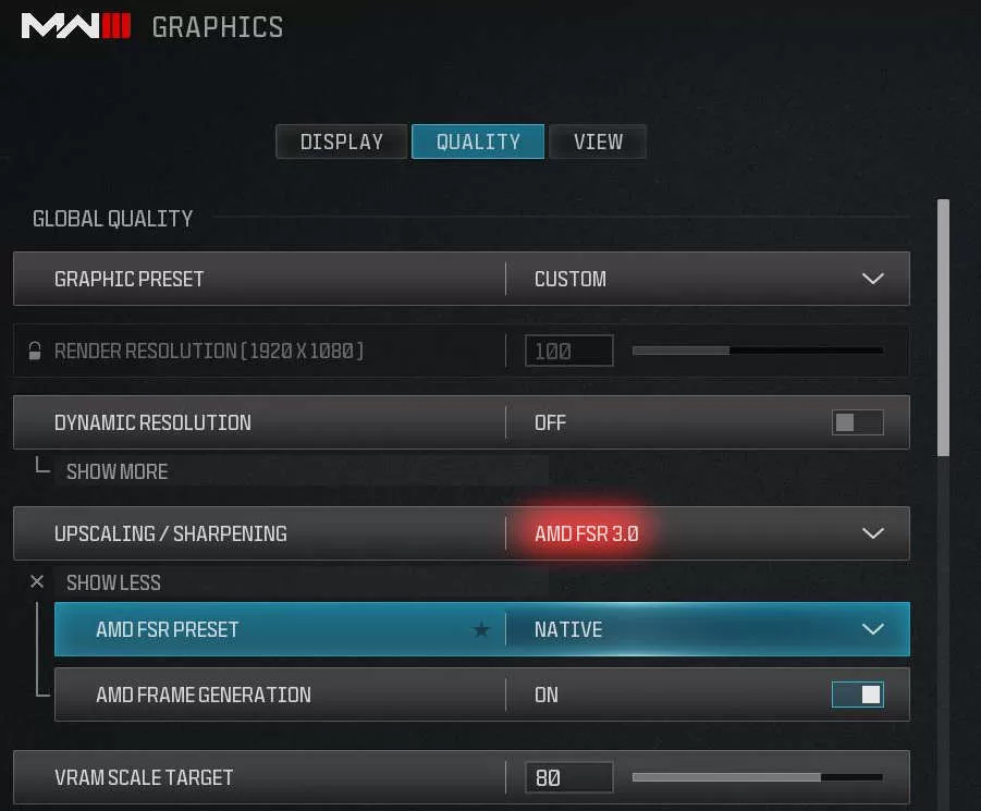 COD MW3 ve Warzone için AMD FSR3