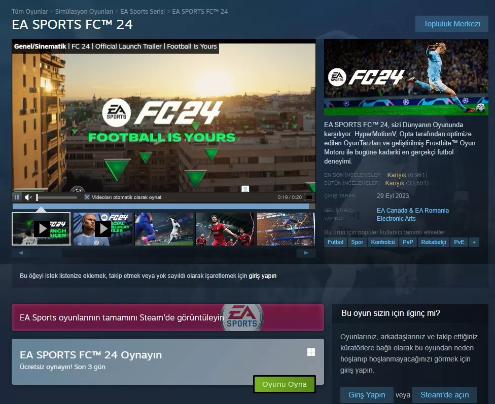 EA SPORTS FC 24 ücretsiz